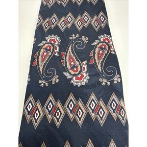 Wembley‎ Necktie Navy Blue Paisley Print EUC